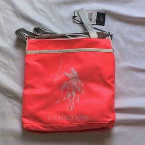NWT- U.S. Polo Assn. Neon Pink Nylon Crossbody Bag